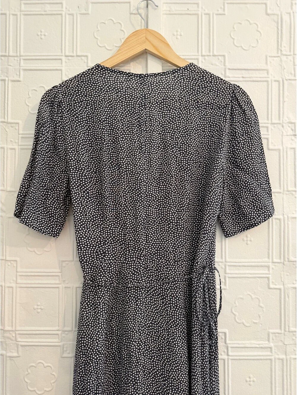 GAP Navy Blue Polka Dot Side Button Wrap Midi Dress S - Picture 6 of 12